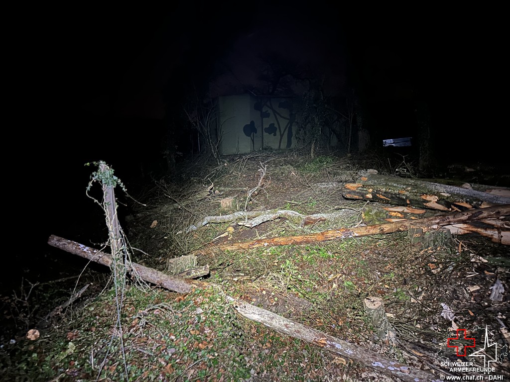 Blick vom Unterstand zum Bunker